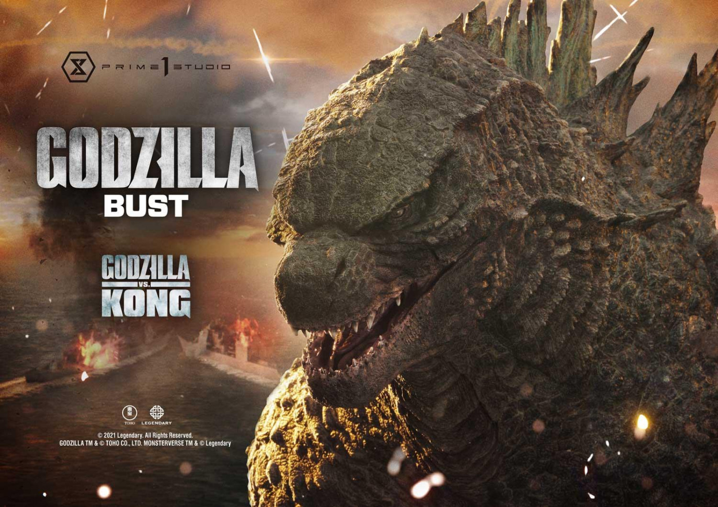 Life Size Godzilla vs Kong Godzilla Bust Bonus Version